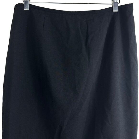 Calvin Klein Black Suit Jacket Gold Zip Faux Pockets and Skirt 2 Piece Size 12 - Picture 11 of 16